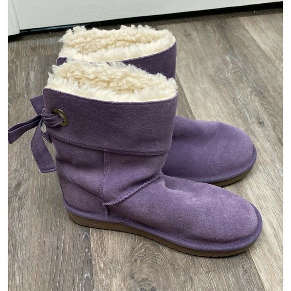 New KOOLABURRA BY UGG Andrah Suede Leather Short Boot Sz 2 Y  Big Girls Purple - Picture 5 of 12
